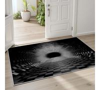 Pggong Tapis Damier Noir et Blanc Carrea Géométrique Tapis Antidérapant Vortex Illusion Abstrait Paillasson Enfant Lavable Poils Ras Doux 80x160 cm pour Salon Chambre à Coucher