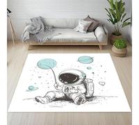 Pggong Tapis de Salon Astronaute Planète Dessin Animé Grand Tapis 200x280 cm Étoiles Ciel étoilé Coeur Paillasson Doux à Poils Courts Antidérapant Lavable pour Chambre à Coucher Bureau