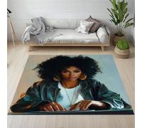Pggong Tapis Enfant Motif Femme Africaine Paillasson 60x90cm Décoration Fille Garçon Art Moderne Tapis Entree Interieur Lavable Doux à Poils Courts Antidérapant pour Cuisine Chambre à Coucher