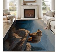 Pggong Tapis Enfant Ours Brun Animaux Sauvages Jungle Paillasson 60x90cm Paysage Naturel Montagnes Forêt Tapis Entree Interieur Lavable Doux à Poils Courts Antidérapant pour Cuisine Chambre à Coucher