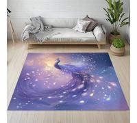 Pggong Tapis Enfant, Paon Plume Animal Oriental Tapis Luxe Moderne Chinois Esthétique Doux à Poils Courts 60x90cm, Lavable, Antidérapant, pour Le Chambre à Coucher
