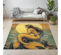 Pggong Tapis Enfant, Sirène Vie Marine Luxe Doux à Poils Courts, Tapis Animal Marins Fantastique 60x90cm, Lavable, Antidérapant, pour Le Chambre à Coucher
