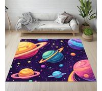 Pggong Tapis Enfant Univers Planète Galaxie Paillasson 60x90cm Ciel étoilé Système Solaire Ciel Nocturne Tapis Entree Interieur Lavable Doux à Poils Courts Antidérapant pour Cuisine Chambre à Coucher