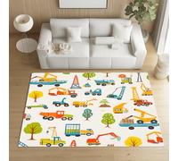 Pggong Tapis Excavateur Tracteur Intérieur, Paillasson Chantier de Construction 80x120 cm, Tapis Voiture Dessin Animé Doux Poils Ras, Antidérapant, Lavable, pour Le Chambre à Coucher