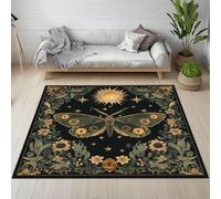 Pggong Tapis Fleurs Sauvages Papillon de Nuit Tapis Doux Ciel étoilé Floral Plante Pastoral Paillasson D'entrée Intérieur Lavable en Machine Poils Ras Antidérapant 40x60 cm pour Cuisine