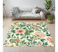 Pggong Tapis Motif Cachemire Fleurs Sauvages Paillasson Interieur Feuille Plantes Vert Printemps Tapis Antidérapant Lavable 160x200cm Doux Poils Ras pour Bureau Salon Chambre à Coucher