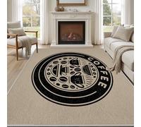 Pggong Tapis Motif Café Coffee Grains de Café Paillasson Interieur Moderne Ferme Tapis Antidérapant Lavable 160x200cm Doux Poils Ras pour Bureau Salon Chambre à Coucher