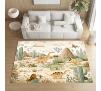 Pggong Tapis Motif Dinosaure Mignon mit Cactus Intérieur, Paillasson Animaux Dessin Animé 80x120cm, Doux Poils Ras, Antidérapant, Lavable, pour Le Chambre à Coucher