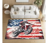 Pggong Tapis Motif Moto-Cross Drapeau Américain Enfant
