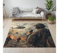 Pggong Tapis Soldat Guerre Hélicoptère Camouflage Tapis Doux Thème Militaire Flamme Paillasson D'entrée Intérieur Lavable en Machine Poils Ras Antidérapant 40x60 cm pour Cuisine