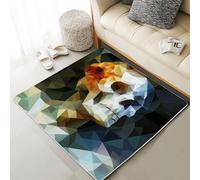 Pggong Tapis Squelette Tête De Mort 140x200 cm, Antidérapant, Paillasson Conception de Mosaïque Doux à Poils Courts, Tapis Géométrique Tacheté Lavable, pour Le Salon, Chambre à Coucher