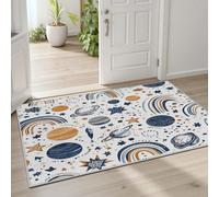 Pggong Univers Système Solaire Tapis 120x160 cm, Galaxie Planète Star Tapis Doux à Poils Courts, Motif Arc-en-Ciel Tapis Lavable en Machine, Antidérapant, pour Le Salon, Chambre à Coucher
