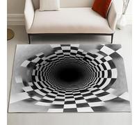 Pggong Vortex Illusion Tapis Doux à Poils Courts, Illusion d'optique Motif Damier Paillasson Lavable, Moderne Décoration Tapis Antidérapant, 40x60 cm, pour Le Salon, Chambre à Coucher