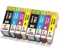 PGI-5 CLI-8 8 XL Cartouches d'encre compatibles pour Canon iP3300 iP3500 iX4000 iX5000 MX700 MP510 MP520 PGI-5BK CLI-8C CLI-8M CLI-8Y - Grande Capacité