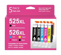 PGI-525XL CLI-526XL Cartouches d'encre pour Canon 525 526 Multipack | Compatible pour Canon MX895 IX6550 MX715 IP4950 IP6550 MG5120 MG5150 MG5350 MG5250