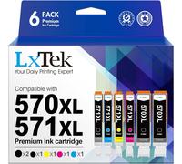 Pgi-570 Cli-571Xl D'Encre Compatible Pour Canon 570 571Xl Pgi-570 Cli-571 Xl Pour Pixma Ts5050 Mg5750 Mg5751 Mg5752 Mg5753 Mg6850 Mg6851 Mg6852 Mg6853 Ts5051(Pgbk Noir Cyan Magenta Jaune,6Pack)
