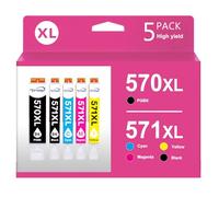 PGI-570XL CLI-571XL Cartouches d'encre pour Canon 571 570 Multipack(5 Pack) | Compatible pour MG5750 TS5055 TS5050 TS5053 MG7750 TS5051 TS8050 MG5700 TS8051 MG7751 TS6051 MG5752 MG6850