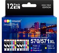 Pgi-570Xl Cli-571Xl Ink Cartridges Replacement For Canon 570 571 Xl For Canon For Pixma Mg5750 Ts5050 Ts5055 Ts5053 Mg6852 Mg6850 Mg5700 Mg5752 Mg5753 (12 Pack)