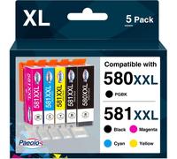Pgi-580 580Xxl Cli-581 Xxl 581Xxl Compatible Ink Cartridges For Canon 580 581 Multipack For Canon Pixma Tts8350 Ts8250 Ts6350 Ts6351 Ts6250 Ts6251 Ts6150 Ts6151 (5-Pack)