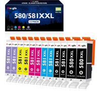 Pgi-580 Cli-581 Xxl Cartouches D'Encre Compatible Pour Canon 580 581 Pour Canon Pixma Ts8150 Ts8151 Ts8152 Ts8250 Ts8251 Ts8252 Ts8350 Ts8350A Ts8351 Ts8351A Ts8352 Ts8352A Ts9150 (12-Pack)