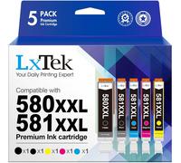 PGI-580 CLI-581 XXL Compatible Cartouches pour Canon 580 581 pour Canon Pixma TS8250 TS8151 TS8150 TS6150 TS6151 TS6250 TS6251 TS6350 TR8550 TR7550 TS8151 TS9150 TS6350a TS9550 TS9551C(5-Pack)