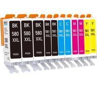 PGI-580 CLI-581 XXL Ink Cartridges Compatible with Canon 580 581 XXL (3 PGBK, 2 Black, 2 Cyan, 2 Magenta, 2 Yellow) for Pixma TR7550 TR8550 TS6150 TS6151 TS8150 TS8151 TS8152 9150 TS9155