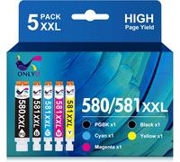 PGI-580XXL CLI-581XXL Cartouches d'encre compatibles pour Canon 580 581 XXL pour PIXMA TS6150 TS6151 TS6250 TS6251 TS8150 TS8151 TS8250 TS8251 TS8252 TS9150 TR7550 TS705 TR8550 (Pack de 5)