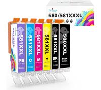 PGI-580XXL CLI-581XXL Cartouches d'encre compatibles pour Cartouche Canon 580 Cartouche Canon 581 pour Canon Pixma TS8350 TS8250 TS6150 TS6250 TS6350 TS8150 TS8151 TS9150 TR7550 TR8550(6 Pack)