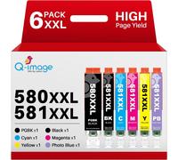 PGI-580XXL CLI-581XXL Cartouches d'encre compatibles pour Cartouche Canon 580 Cartouche Canon 581 pour Canon Pixma TS8350 TS8250 TS6150 TS6250 TS6350 TS8150 TS8151 TS9150 TR7550 TR8550(6 Pack)