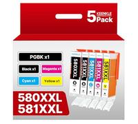 PGI-580XXL CLI-581XXL Cartouches d'encre Remplacement pour Cartouche Canon 580 581 Multipack pour Pixma TS8350 TS8250 TS6150 TS6250 TS6350 TS8150 TS8151 TS9150 TR7550 TS705 TR8550 (5 Pack)