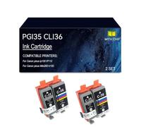PGI35 CLI36 Cartouche d'encre Compatible imprimante pour Canon Pixus Ip100 | Remplacement des cartouches d'encre PGI35 CLI36 for imprimante pixus IP110 pixus Mini260 tr150, avec puce(2 set)
