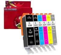 PGI530 CLI531 Lot de 6 encres compatibles avec Canon Pixma TS 8750, Pixma TS 8751