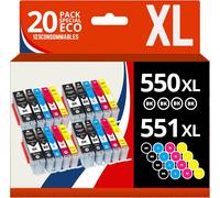Pgi550/Cli551 Xl - Cartouches Encre Compatible Avec Canon 550 551 Pour Pixma Mx925 Ip7200 Ip7250 Mg5650 Mg7550 Mg6350 Mg6650 Mx725 Mx920 (8 Noir / 4 Cyan / 4 Magenta / 4 Jaune)[ENC942670]