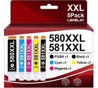 Pgi580 Xxl Cli581Xxl Ink Cartridge Compatible With Canon Cli-581 Pgi-580 Xxl For Canon Ts8150 Ts8151 Ts8250 Ts6150 Ts6151 Ts6250 Ts6251 Ts8252 Ts8350 Ts9150 Tr7 550 Cm 5-Pack)