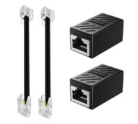 Pgirgyq Lot de 2 câbles téléphoniques RJ11 vers RJ45 de 0,15 m - Adaptateurs RJ45 8P8C vers 6P4C Ethernet pour modem Adsl - Noir