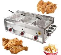 PGKTKCWH Friteuse à gaz GPL Commerciale 10L/20L/30L avec Panier et Couvercle, friteuse à gaz Profonde de comptoir en Acier Inoxydable, pour Cuisine à Domicile