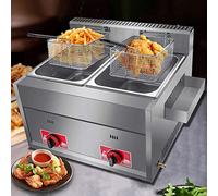 PGKTKCWH Friteuse Commerciale à gaz 20 L, Double Panier, Double réservoir, pour comptoir, en Acier Inoxydable, Robuste, pour Frites, pour Restaurants