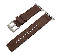 PGLVLZFGFN Bandeau en cuir huileux italien Compatible for iWatch Apple Watch 38mm 40mm 42mm 44mm Série 5 4 3 2 1 Bracelet de bracelet en acier en acier Bracelet de montre(Brown Silver,40mm)