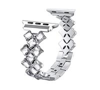 PGLVLZFGFN Bracelet en acier inoxydable de mode Compatible for une bande de montre Apple 40mm 44mm 38mm Bracelet 42mm Compatible for Iwatch 6 SE 5 4 3 Bracelet en diamant Bracelet de montre(Sliver,Ser