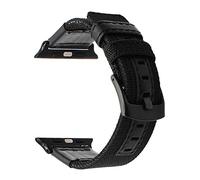 PGLVLZFGFN Canvas Nylon + Véritable Watch Band de montre Compatible for Iwatch Apple Watch 38mm 40mm 42mm Série 44mm 5 4 3 2 1 Bracelet de bracelet de poignet bande Bracelet de montre(Black B,40mm)