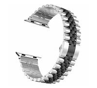 PGLVLZFGFN Cinq Baht Metal Strap compatible for Apple Watch 44mm 42mm Courroie de rechange de 38mm 38mm 38mm Compatible for IWatch 7 6 5 4 3 2 Soi Bande Bracelet de montre(Silver Black,38mm-40mm-41mm)