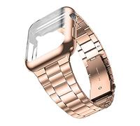 PGLVLZFGFN Sangle + Case compatible for une montre Apple 7 45 mm 41mm 41mm en acier inoxydable en acier inoxydable compatible for IWatch 6 5 4 3 SE 42mm 42mm 40mm 38mm Coque Bracelet de montre(Rose go