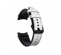 PGLVLZFGFN Sangle de montre 20mm compatible for Samsung Watch4 40mm Bracelet 44mm Compatible for Samsung Galaxy4 Classic 42 46 mm Silicone imperméable en silicone + cuir + cuir Bracelet de montre(Wit,