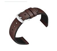PGLVLZFGFN Silicone de montre 22mm Silicone + cuir 2in 1 Bracelet de rechange for hommes Compatible for Huawei Watch Pro/Gt Libération rapide Bracelet de montre(Brown silver)