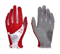 PGM Paire de Gants de Golf pour Femme - Système de préhension amélioré - Gants Confortables Qui laissent circuler l’air - Rouge - Taille XL