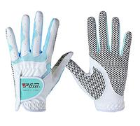 PGM Paire de gants de golf pour femme, système de prise en main amélioré, frais et confortables, blanc/bleu, s