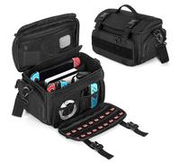 PGmoon Sac de Transport Compatible avec Nintendo Switch/ASUS ROG Ally, Sac Tactique avec 18 Emplacements Compatible avec Switch Game Card et Switch Dock Set, Adaptateur Secteur, Contrôleurs