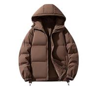 PGPBVLVGHM Doudoune matelassée for Femme, Veste imperméable à Capuche, Coupe Courte, Manches Longues, Style Trench-Coat(Coffee,M)
