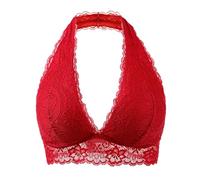 PGPBVLVGHM Soutien-Gorge en Dentelle for Femme, sans Armatures ni Rembourrage, col en V, Dos Nu, brassière Confortable(Red,M)