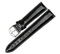 Pgqjfks Bracelet de montre 12/14/16/18/20mm Bracelet de montre en cuir verni noir Bracelet de montre accessoires de montre, Noir, 16mm